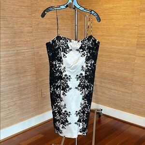 Rickie Freeman for Teri Jon Black and White Floral Dress